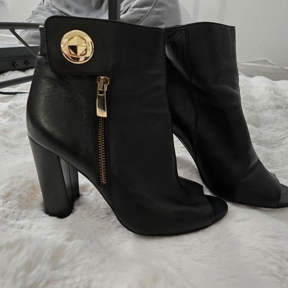 Kurt Geiger London Leather Heeled Peep toe Boots Size 38 #123 - Picture 2 of 10